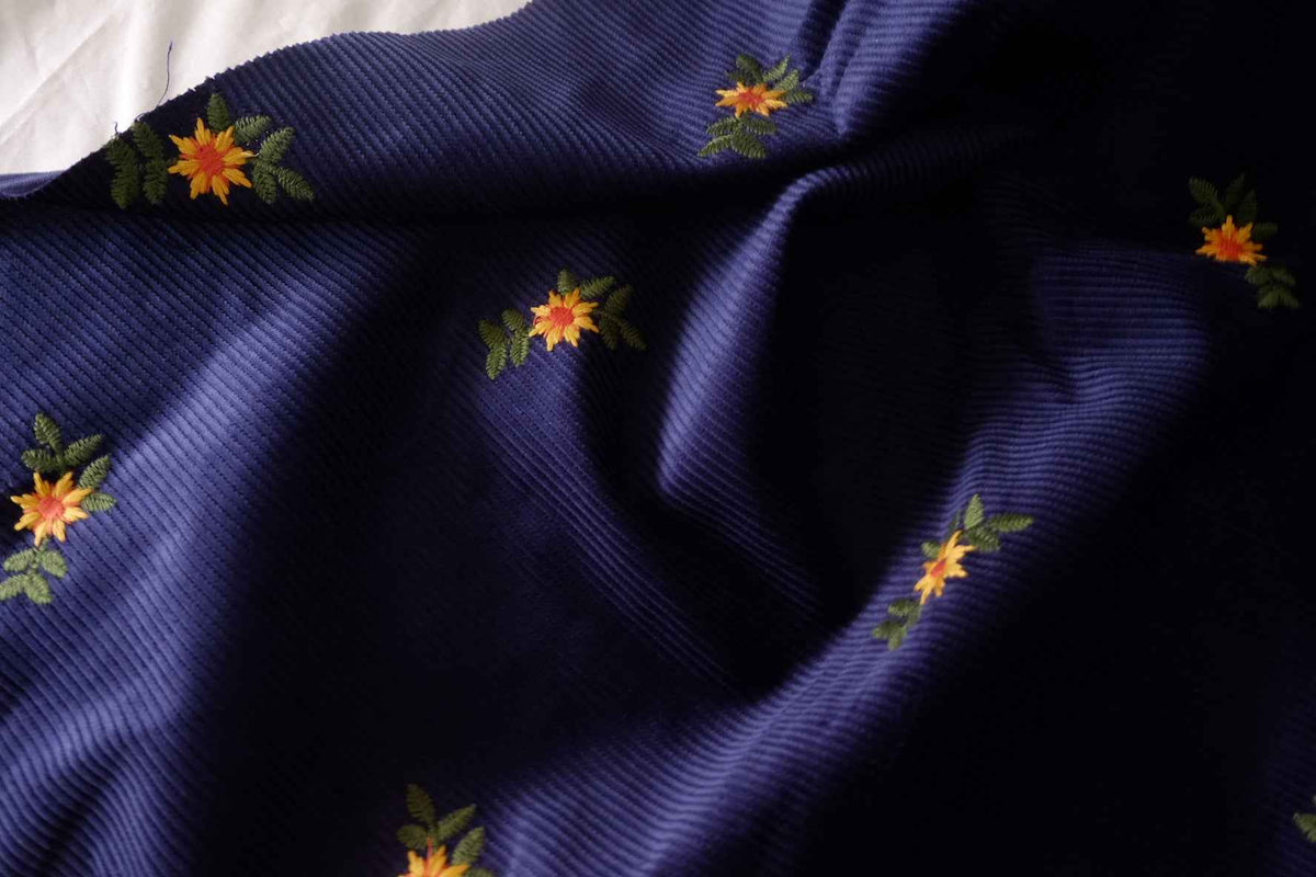 Embroidered Floral Cotton Corduroy — 1.64 yd