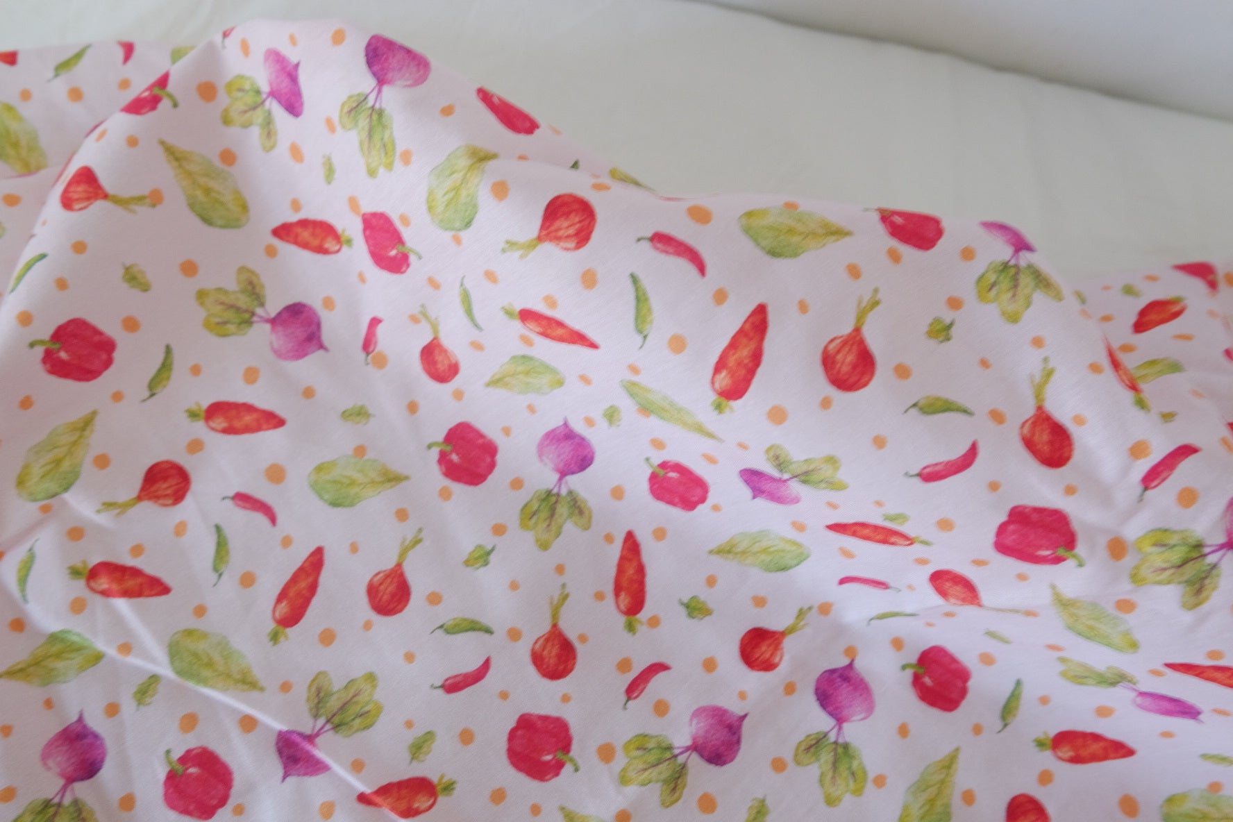Pink Vegetable Print Cotton Fabric – 3.6 yd