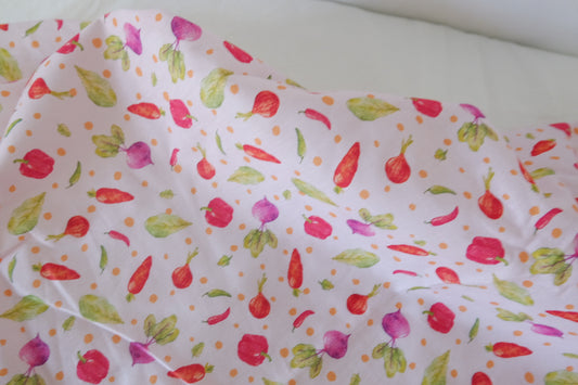 Pink Vegetable Print Cotton Fabric – 3.6 yd
