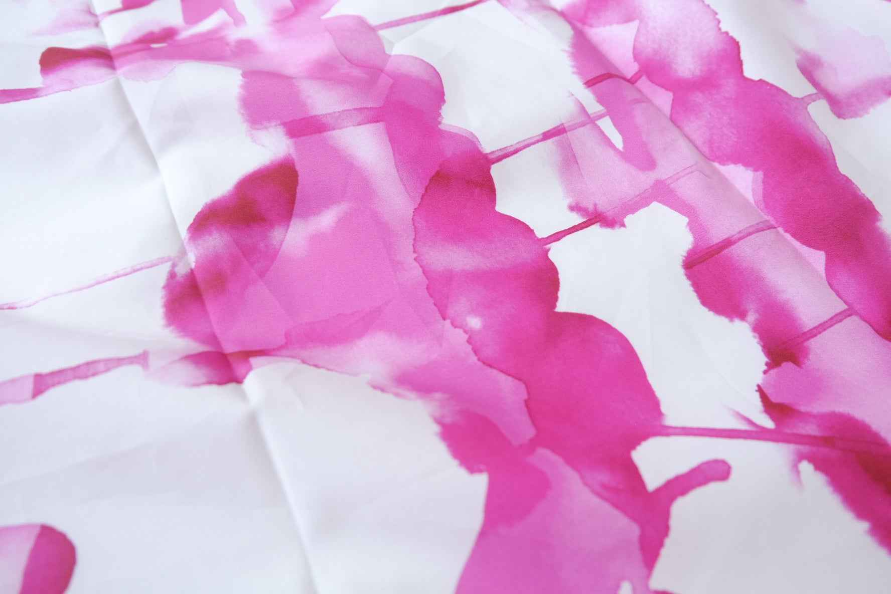 Pink Watercolor Floral Cotton Poplin Fabric — 2.19 yd