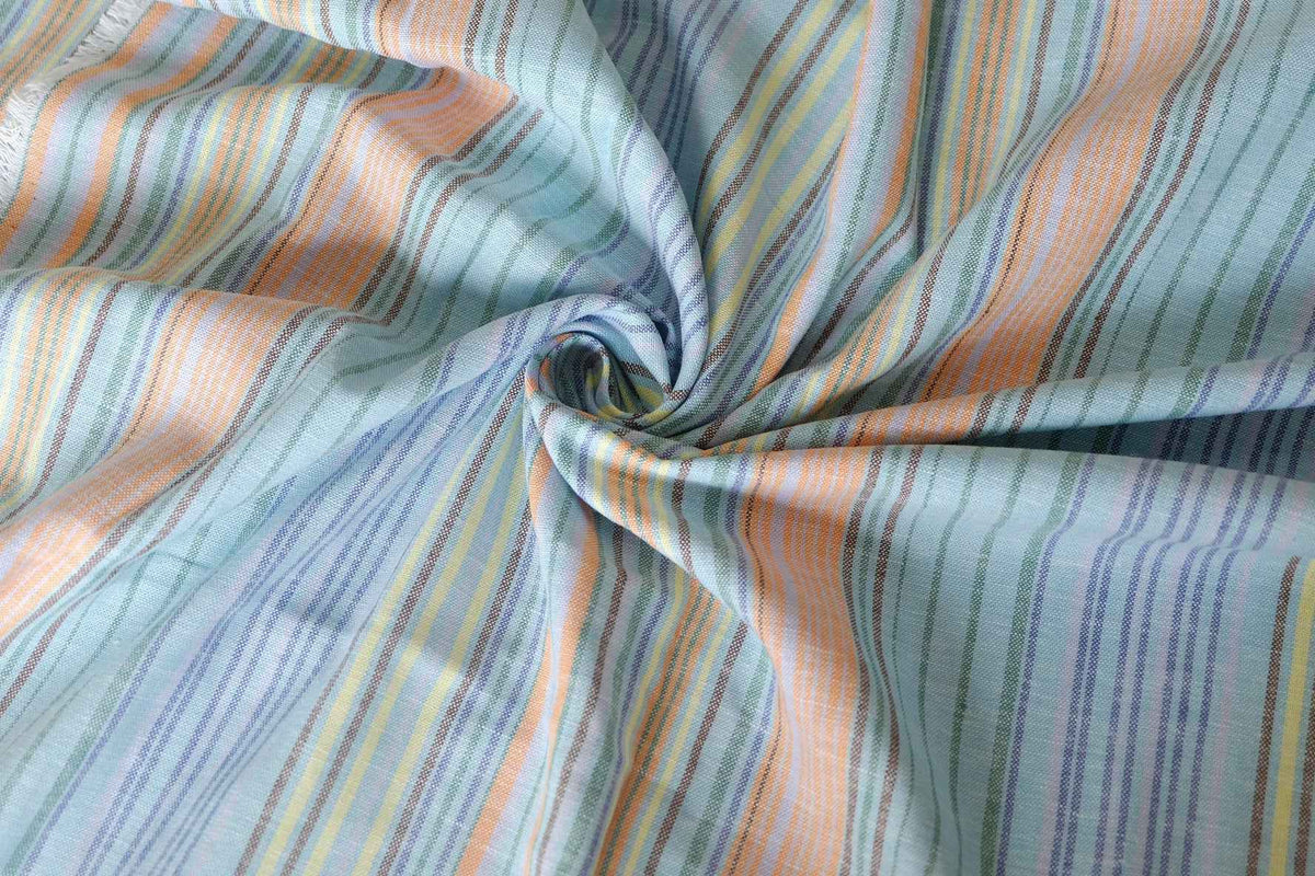 Pastel Rainbow Stripes Yarn-Dyed Linen Cotton Blend – 2.19 yd (Continuous Cut Available)