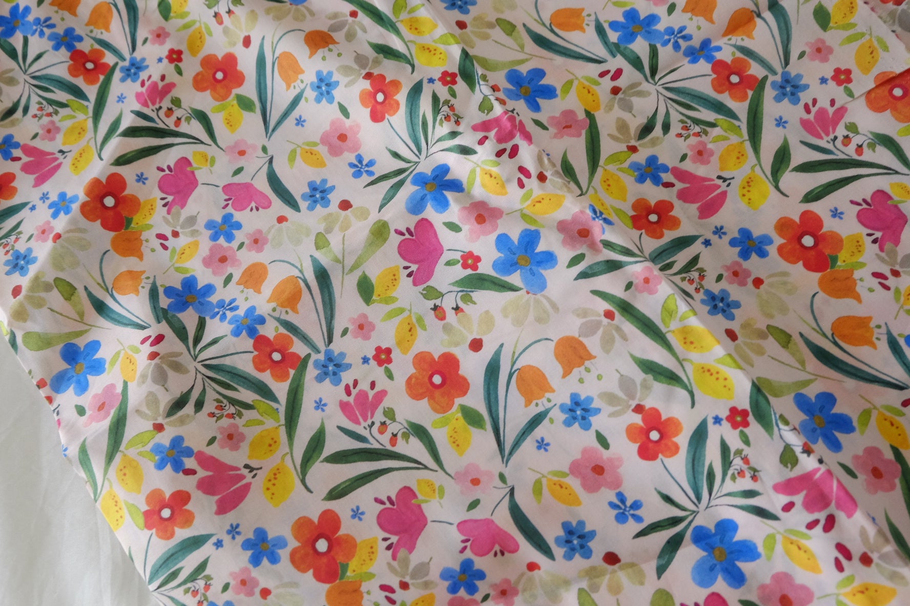 Colorful Wildflower Cotton Lawn Fabric – Multicolor Floral Print – 3.8 yd