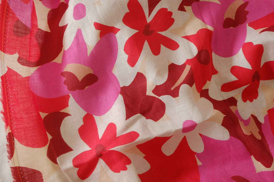 Bold Floral Pure Linen Fabric – 2.5 yd
