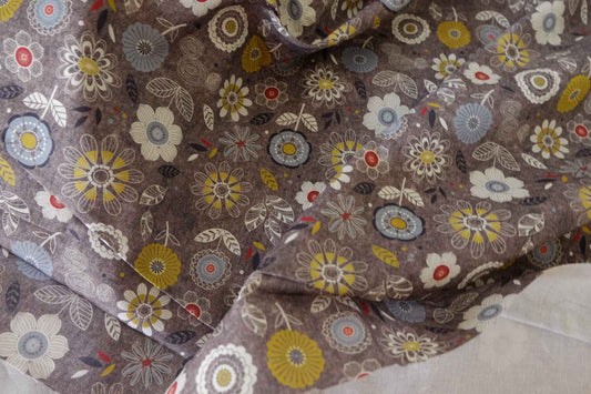 Grey Floral Cotton Fabric – 1.8 yd