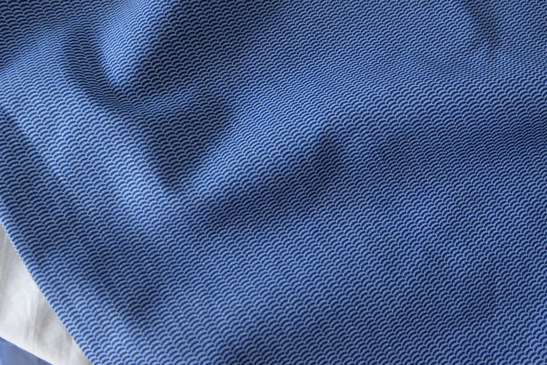 Blue Textured Linen Cotton Blend Fabric – 1.6 yd