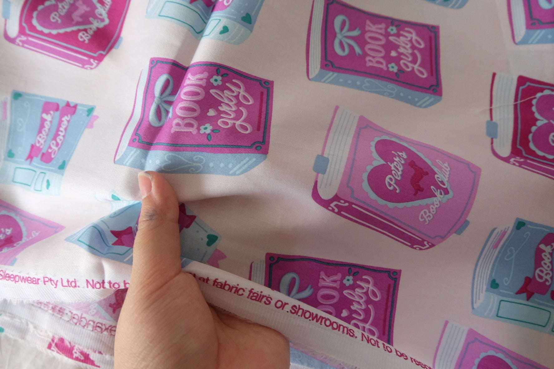 Pink Book Lover Cotton Lawn Fabric – 2.19 yd