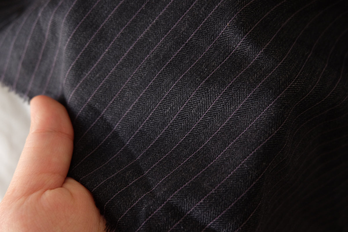 Charcoal Pinstripe Wool Blend Suiting – 2.2 yd