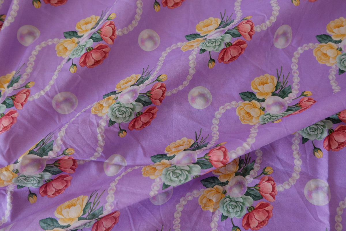 Lavender Pearl Garden Cotton Lawn – 1.86 yd
