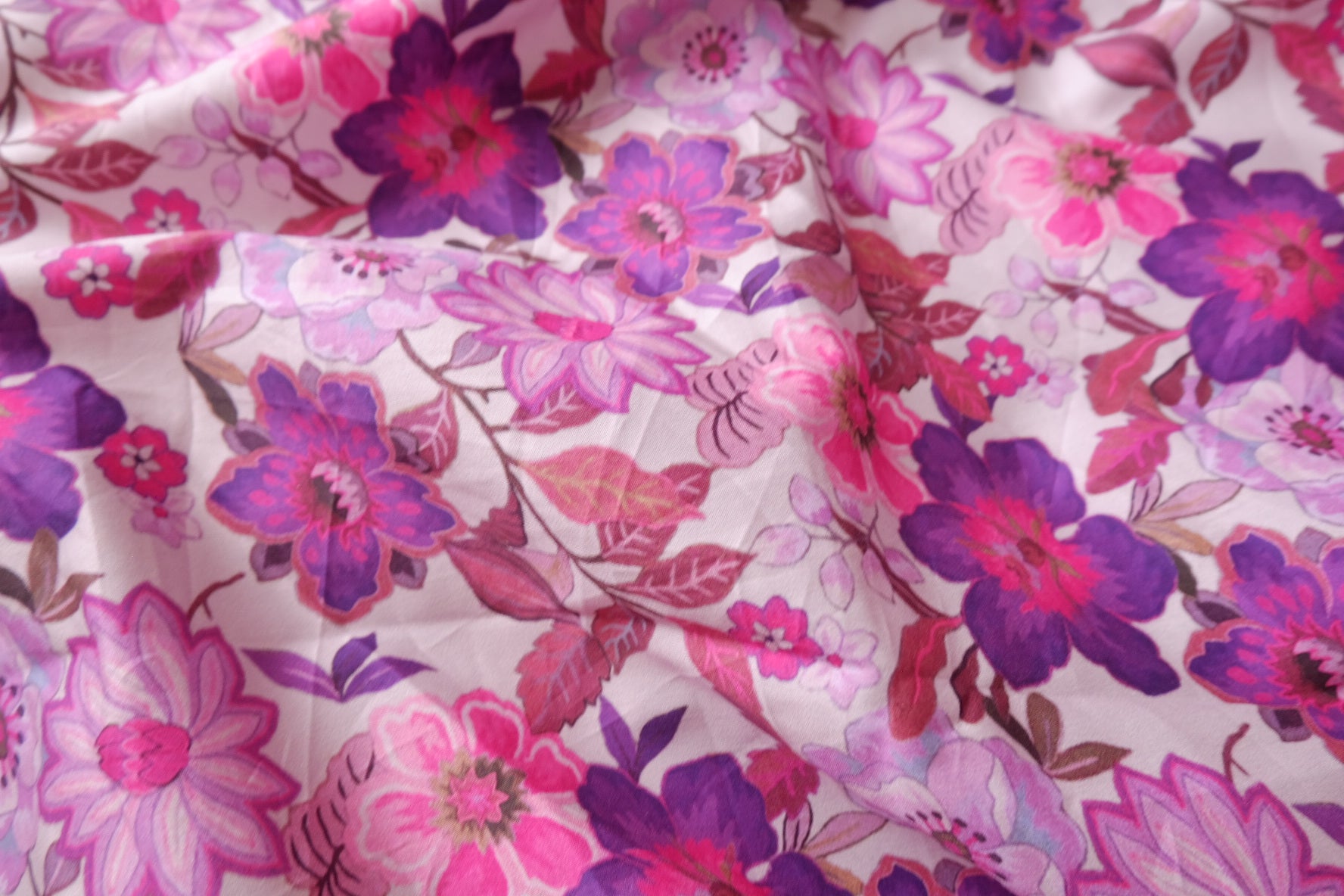 Vintage Pink Floral Stretch Cotton Sateen Fabric - 3.28 yd