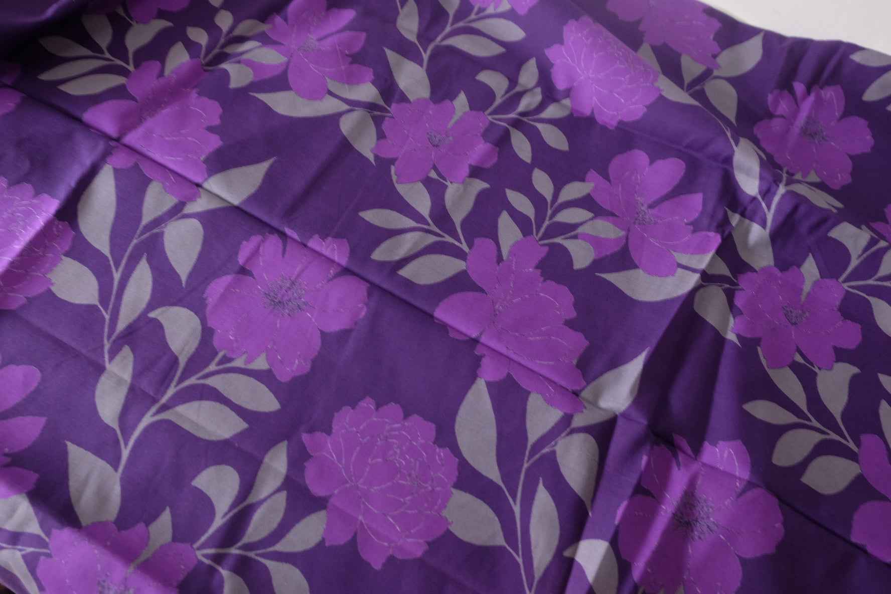 Purple Floral Cotton Voile Fabric – 3.3 Yards