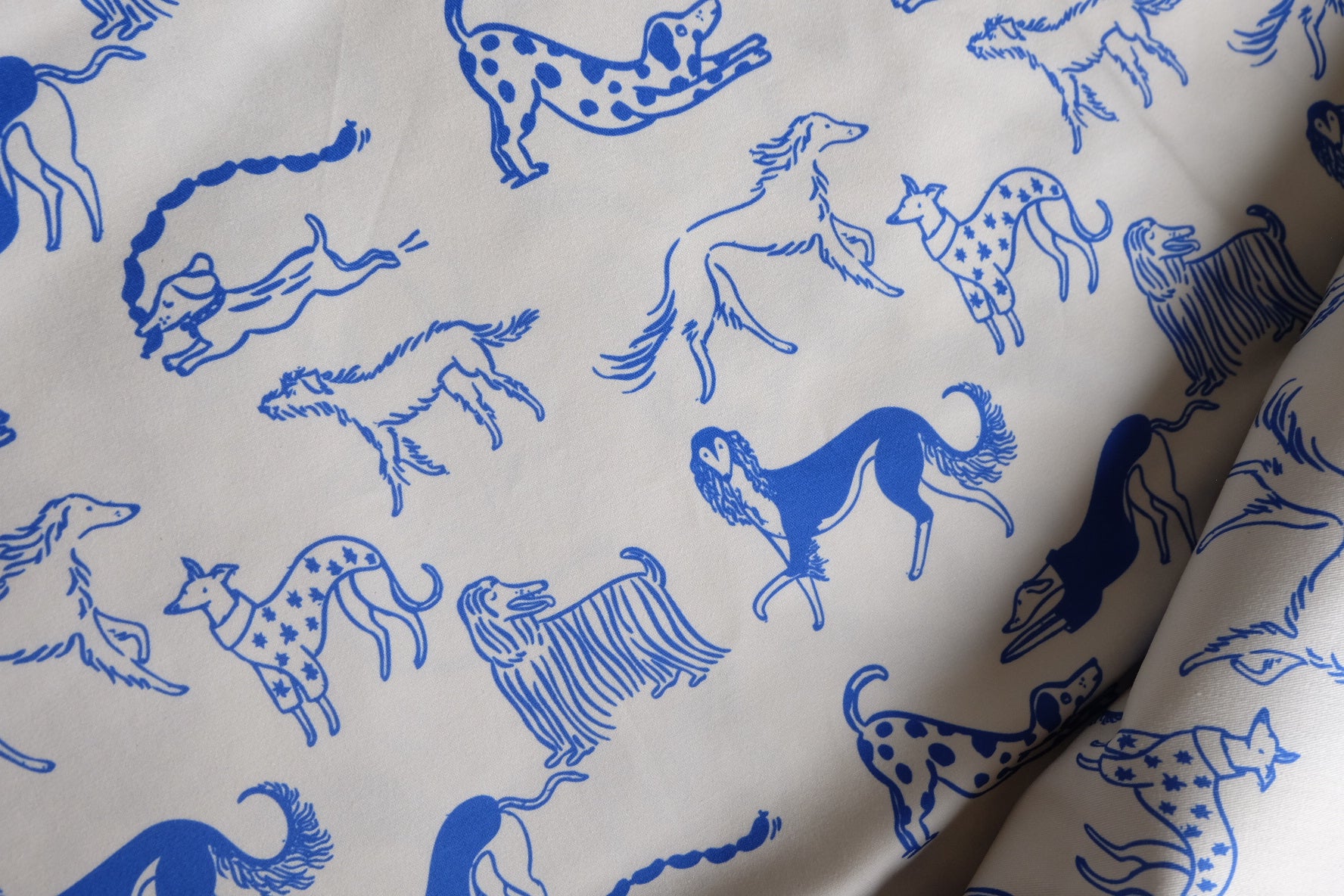 Blue Dog Print Stretch Cotton Twill – 2.2 yd
