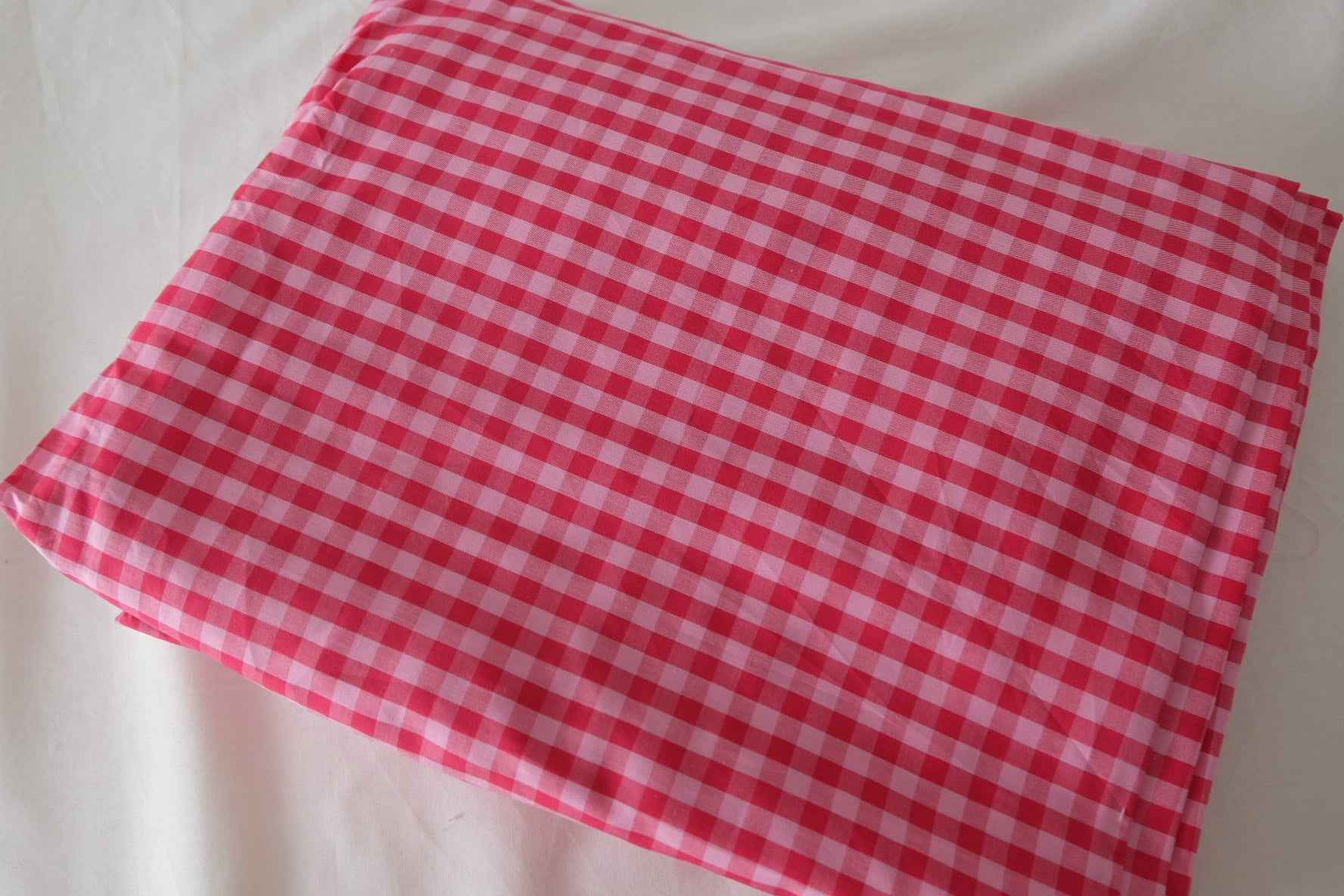 Pink Gingham Cotton Fabric – 2.2 yd