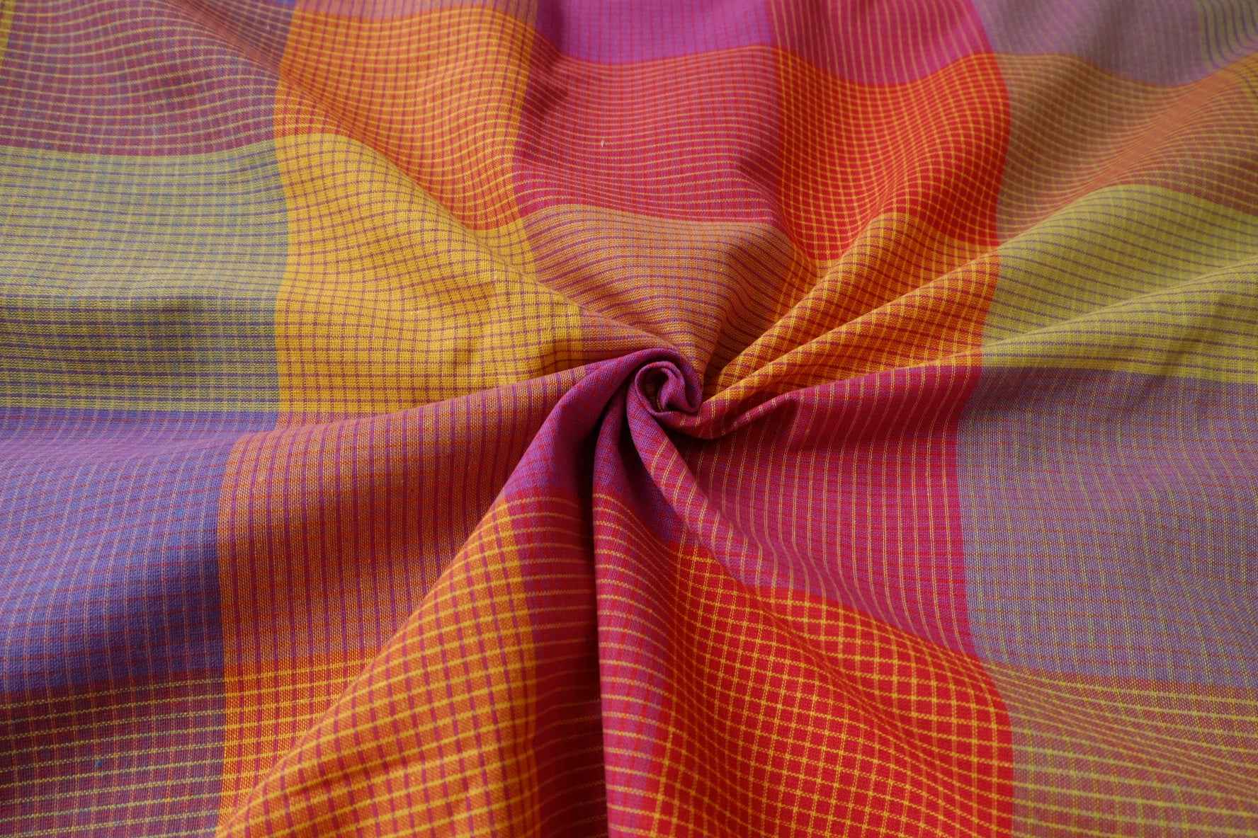 Bold Plaid Cotton Linen Blend Fabric, Structured Dress and Skirt Weight, 3.28 Yards