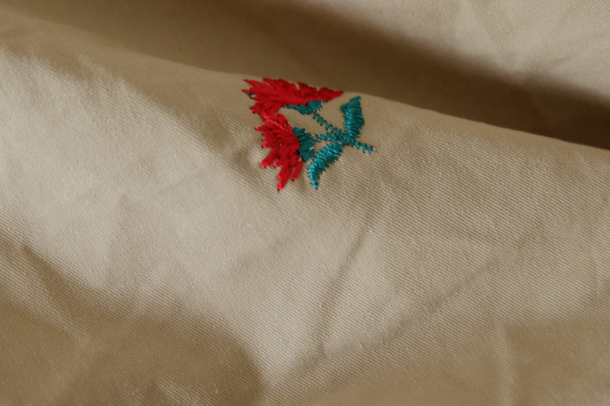 Embroidered Sand Cotton Twill – 2.2 yd