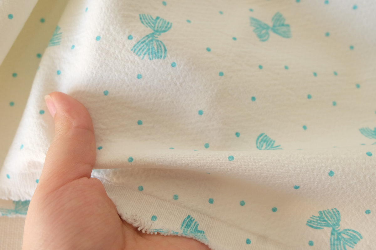 Mint Bows Textured Double-Faced Cotton – 2.19 yd