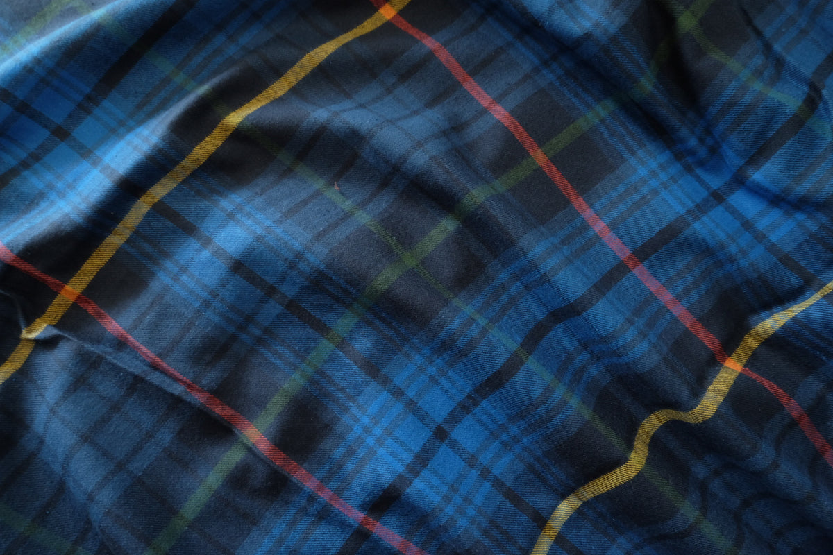 Vintage Blue Tartan Brushed Cotton Flannel-2.2 yards