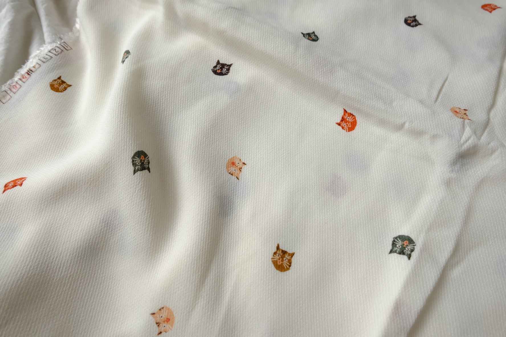 Tiny Cat Cotton Rayon Twill Fabric - 2.19 Yards