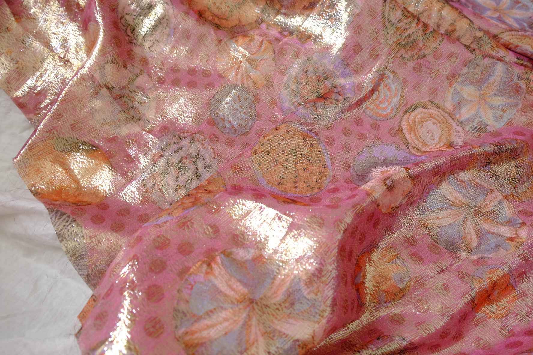 Metallic Rose Silk Statement Fabric - 3.28 yd