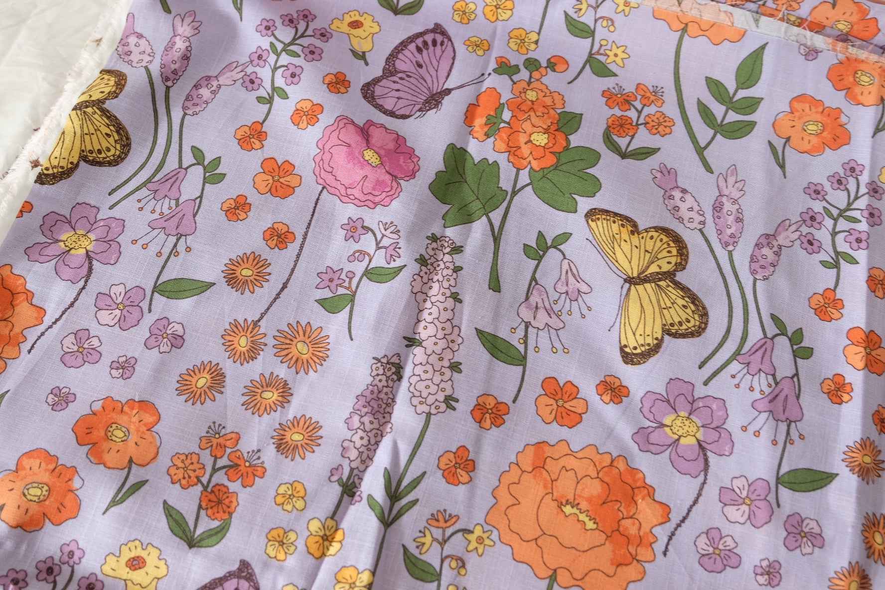 Lavender Garden Butterfly Cotton Linen Fabric – 2.2 Yards
