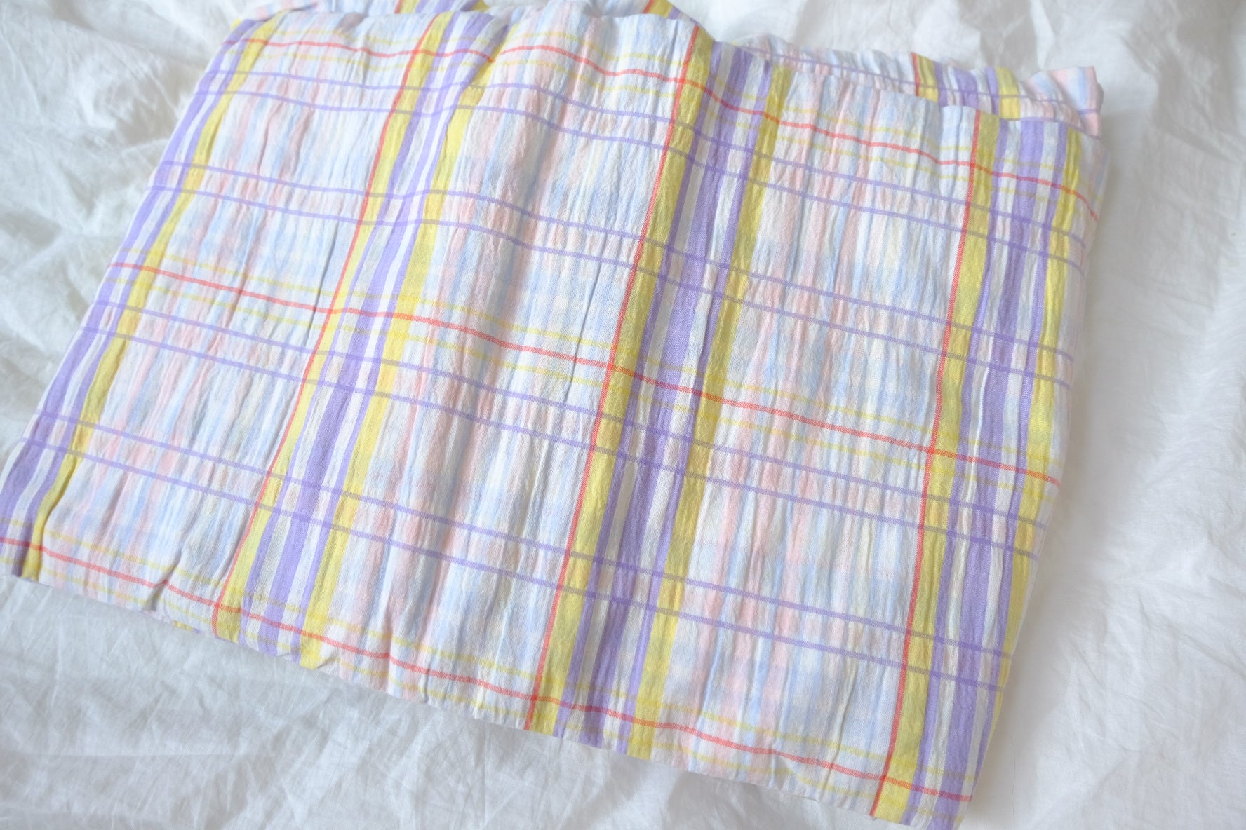 Pastel Plaid Cotton Seersucker, 2.2 Yards