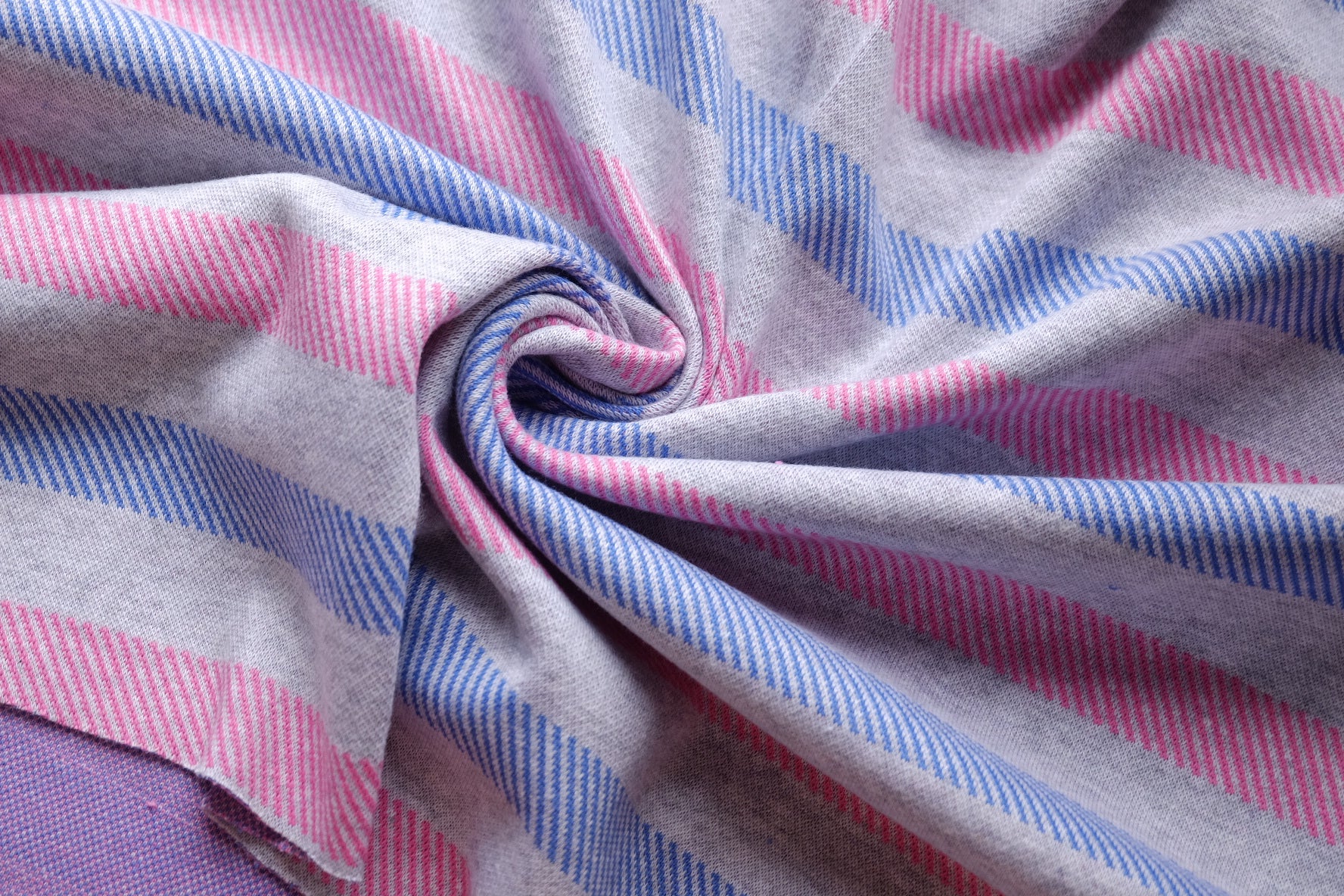 Pink & Blue Stripe Cotton Knit – 2.2 yd