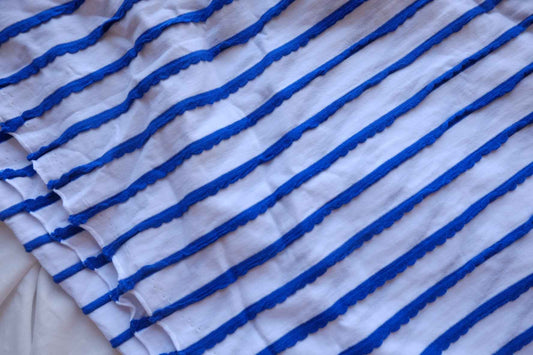 Cobalt Blue Textured Stripe Cotton Knit Fabric – 2.19 yd