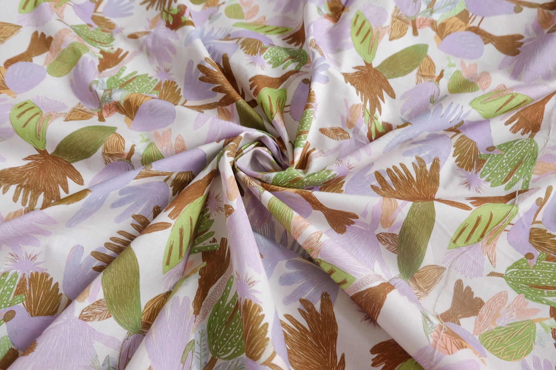 Pastel Botanical Silky Cotton Fabric - 3.28 yd