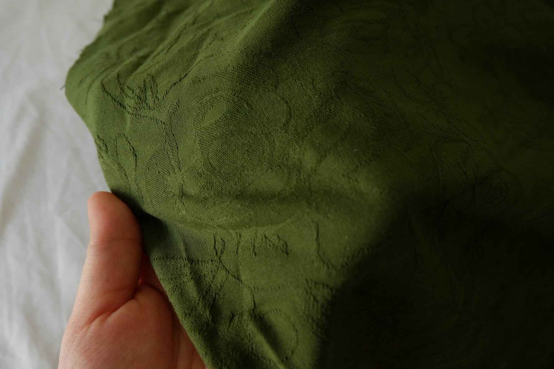 Forest Green Floral Cotton Jacquard Fabric – 1.6 yd