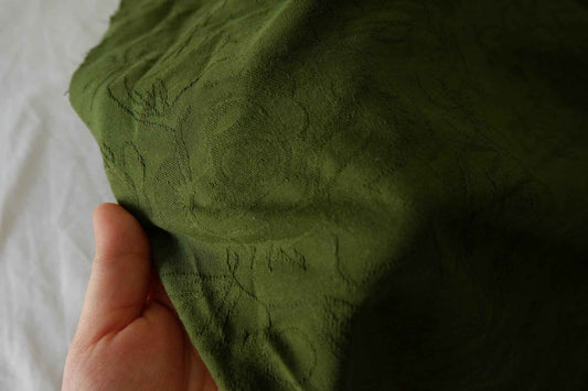 Forest Green Floral Cotton Jacquard Fabric – 1.6 yd