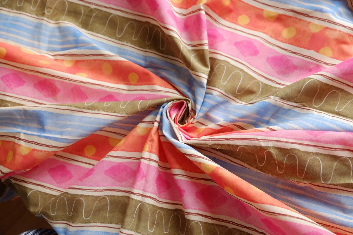 Playful Watercolor Stripe Cotton Lawn – 2 yd