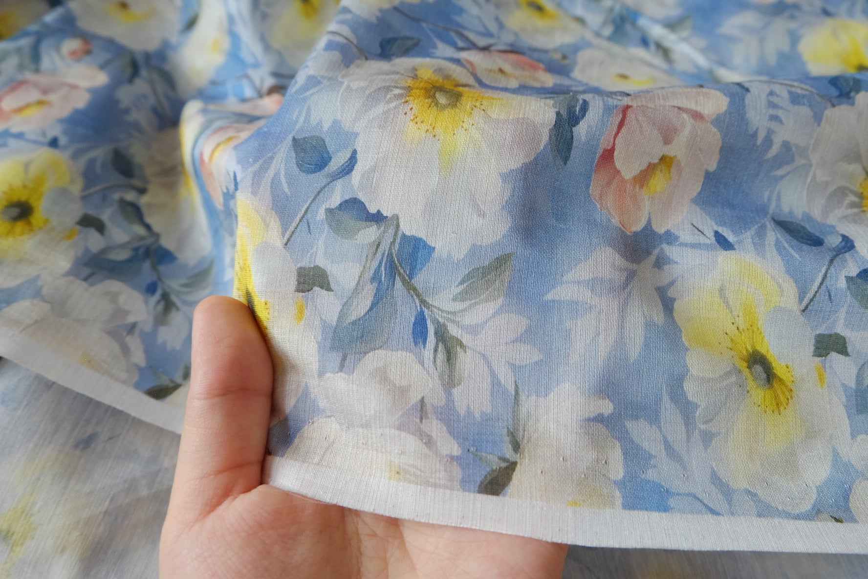 Blue Garden Tencel Ramie-Blend Fabric - 3.28 yd