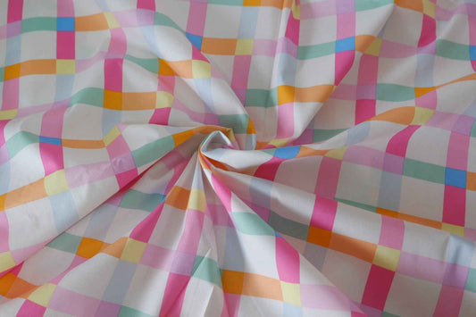 Pastel Rainbow Check Cotton Poplin – 2.2 yd