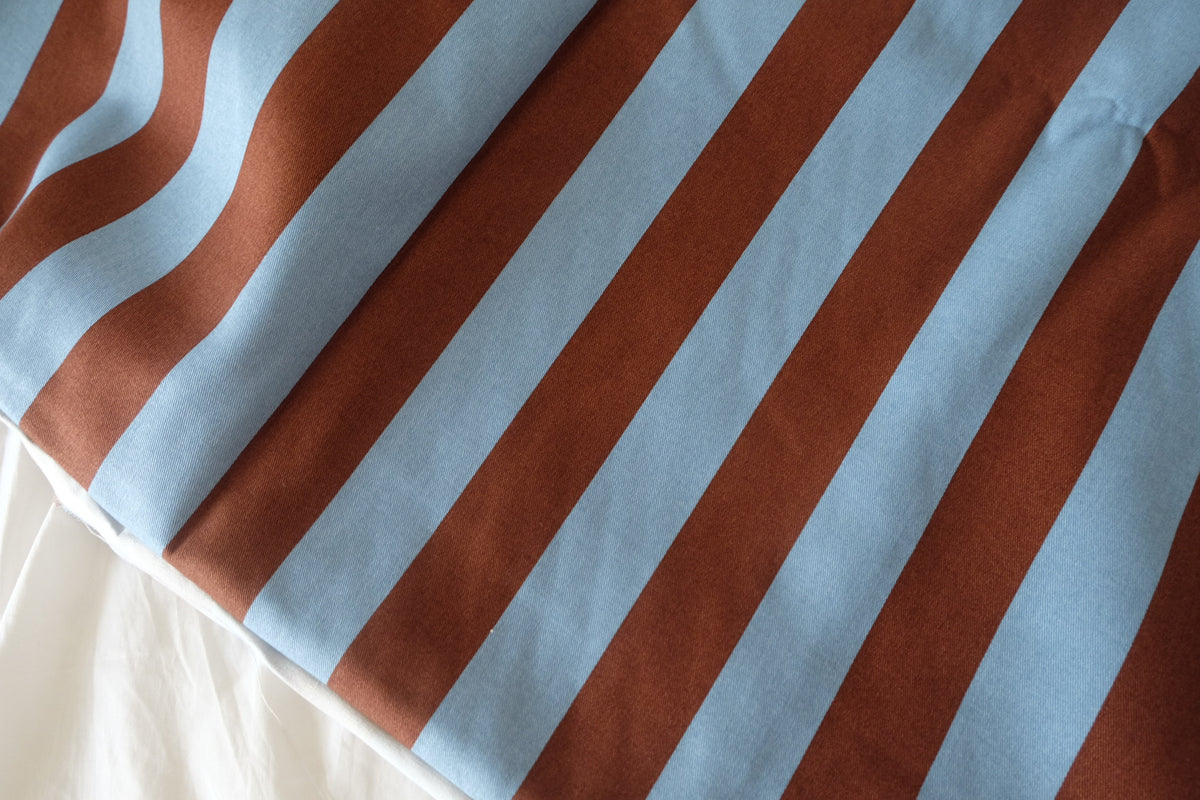 Rust & Powder Blue Bold Stripe Cotton Twill – 2.2 yd