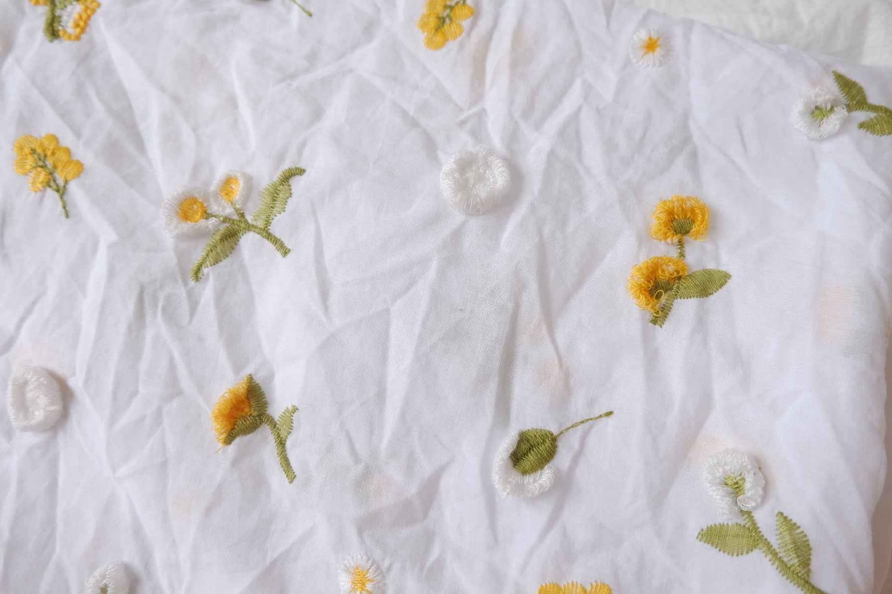 Soft White Embroidered Cotton Fabric - 2.62 yd