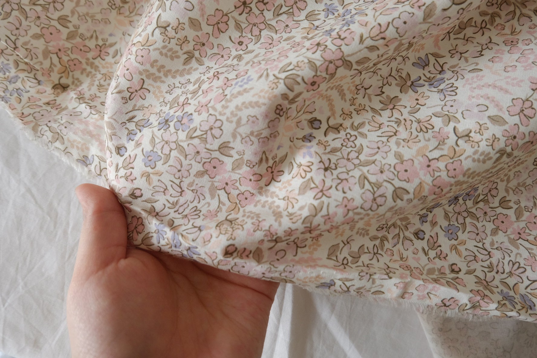 Soft Pastel Floral Cotton Poplin Fabric – 2.08 yd