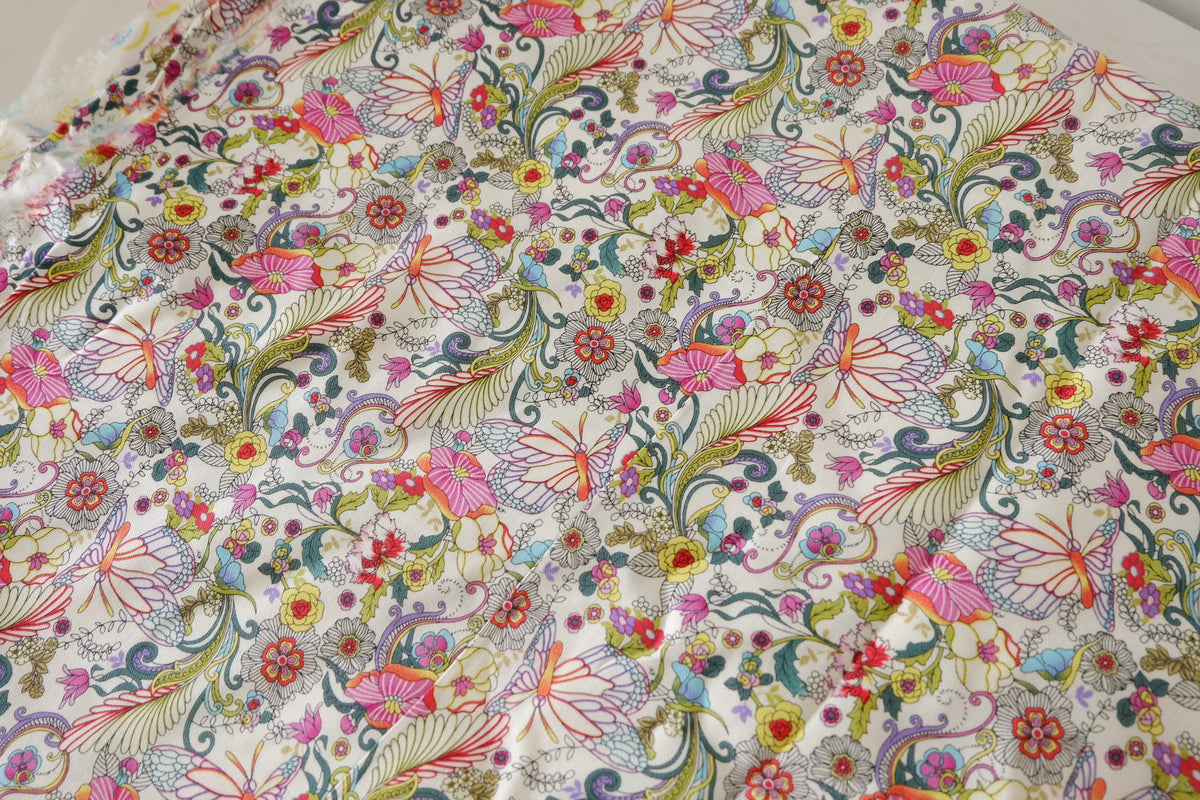 Butterfly Garden Cotton Rayon Twill – 2.2 yd