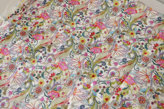 Butterfly Garden Cotton Rayon Twill – 2.2 yd