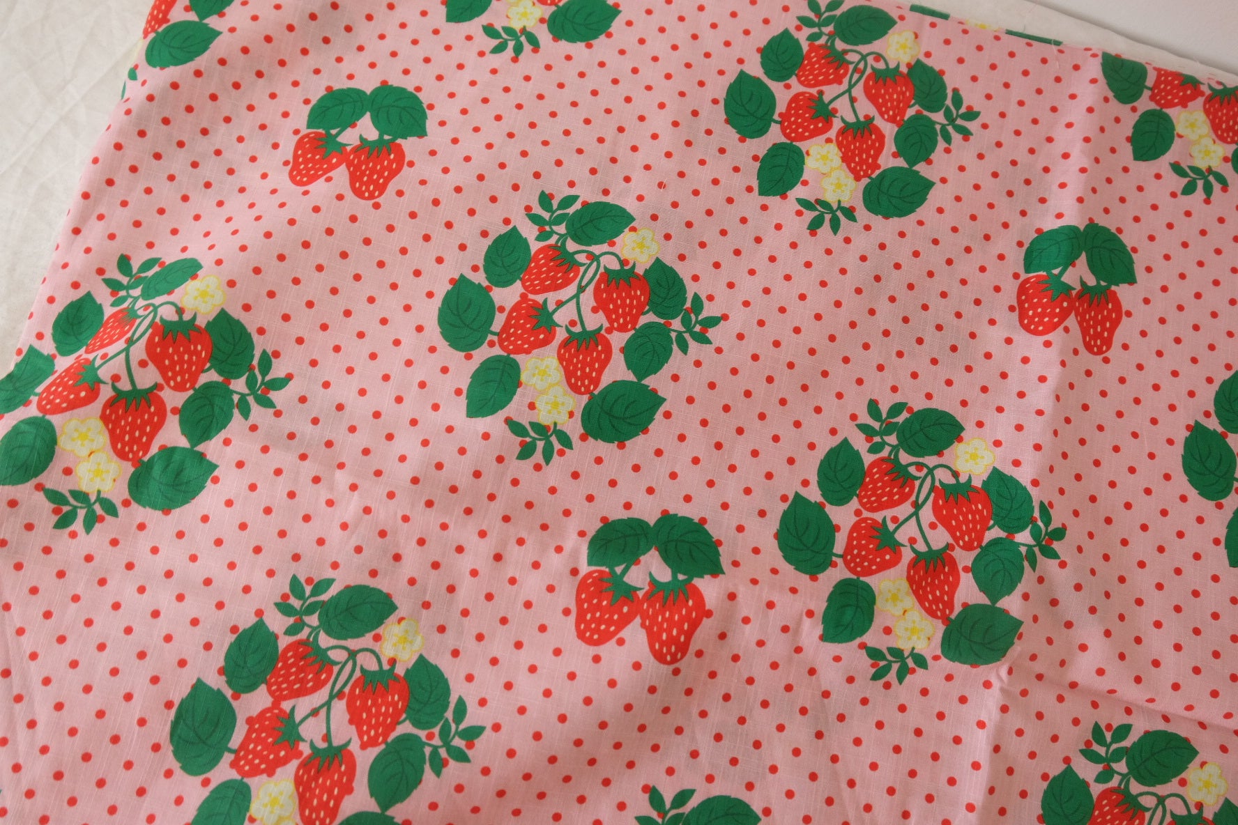 Pink Strawberry Slub Cotton Linen Fabric – 2.2 yd