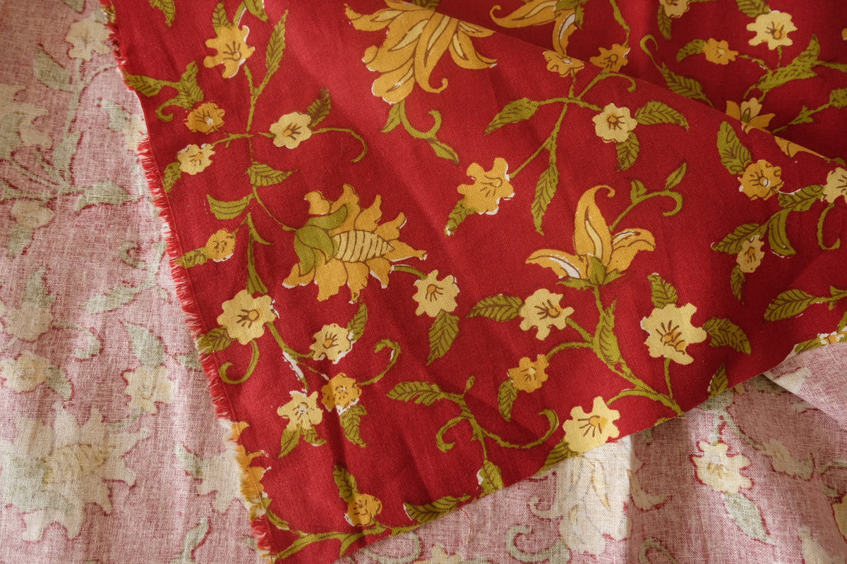 Crimson Heritage Floral Cotton Linen – 2.2 yd