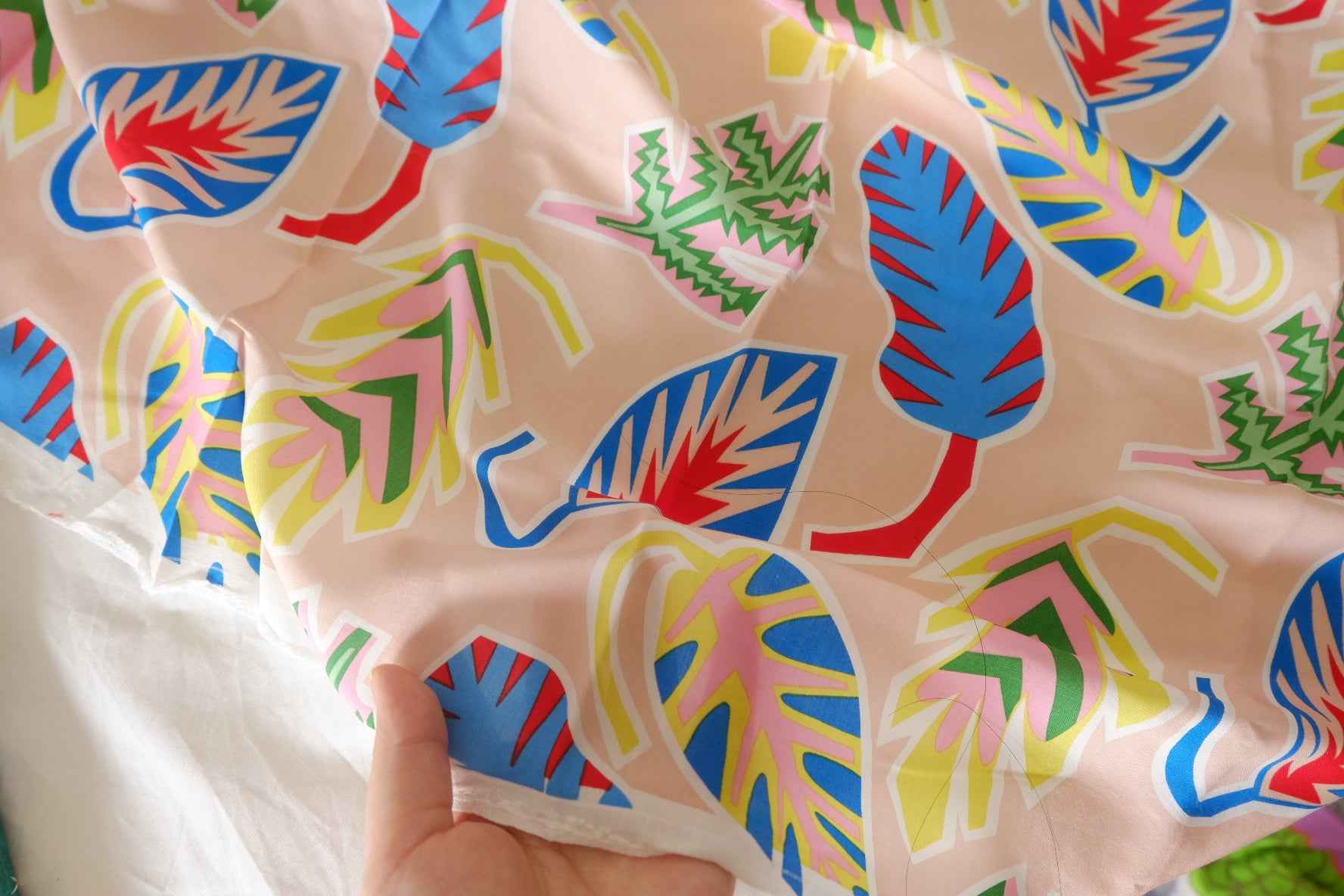 Colorful Tropical Leaf Lyocell Fabric – 2.2 yd
