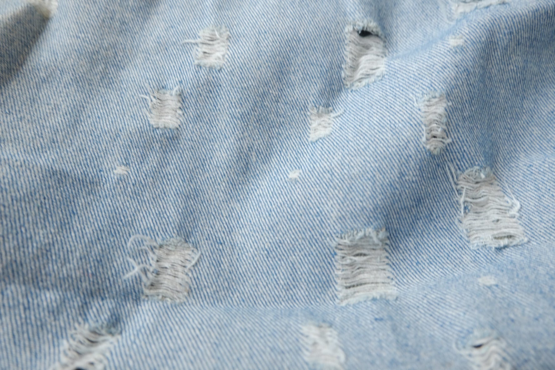 Washed Distressed Cotton Denim, sold by the yard