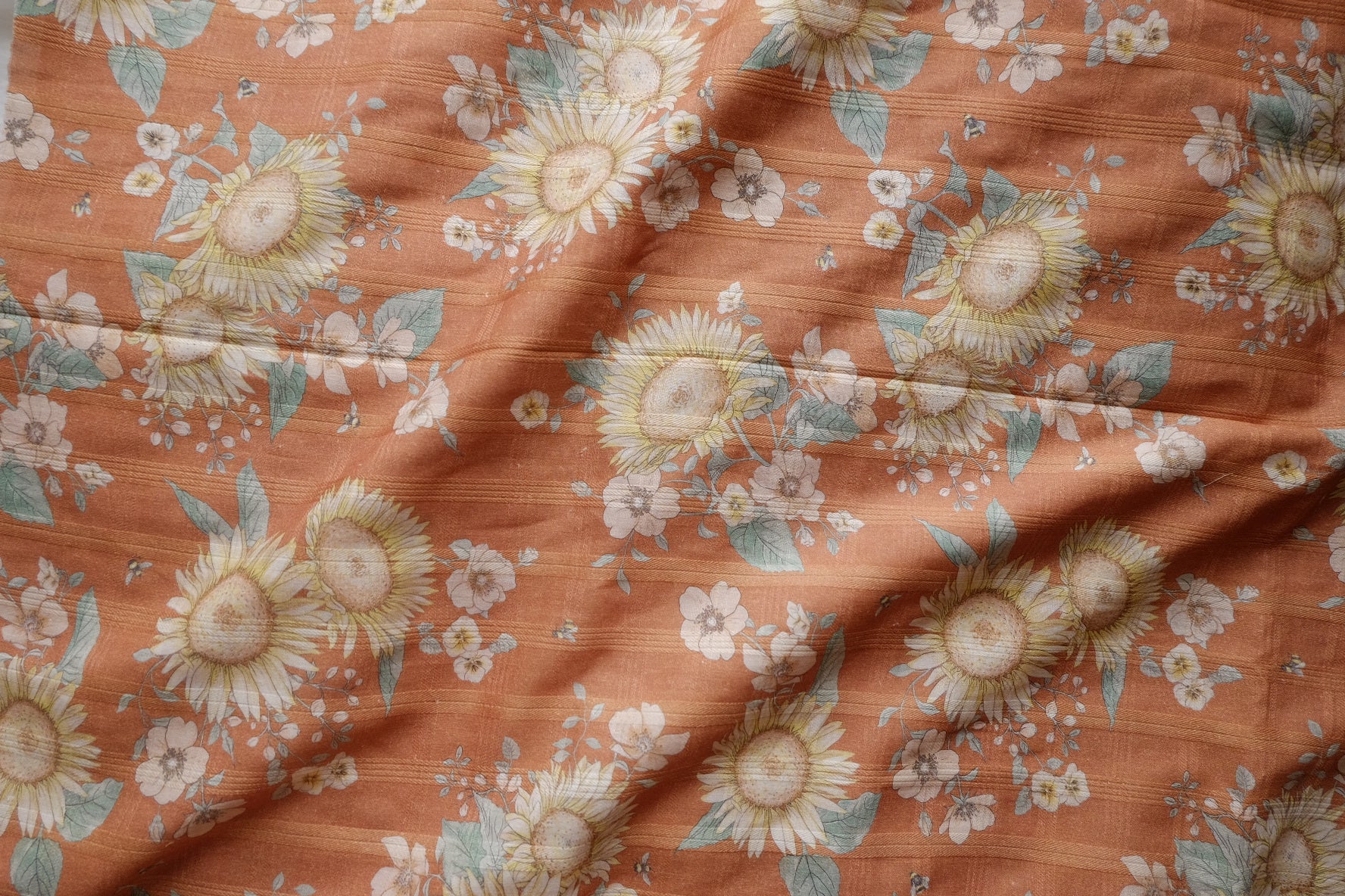 Terracotta Sunflower Jacquard Linen Cotton – 3.3 yd