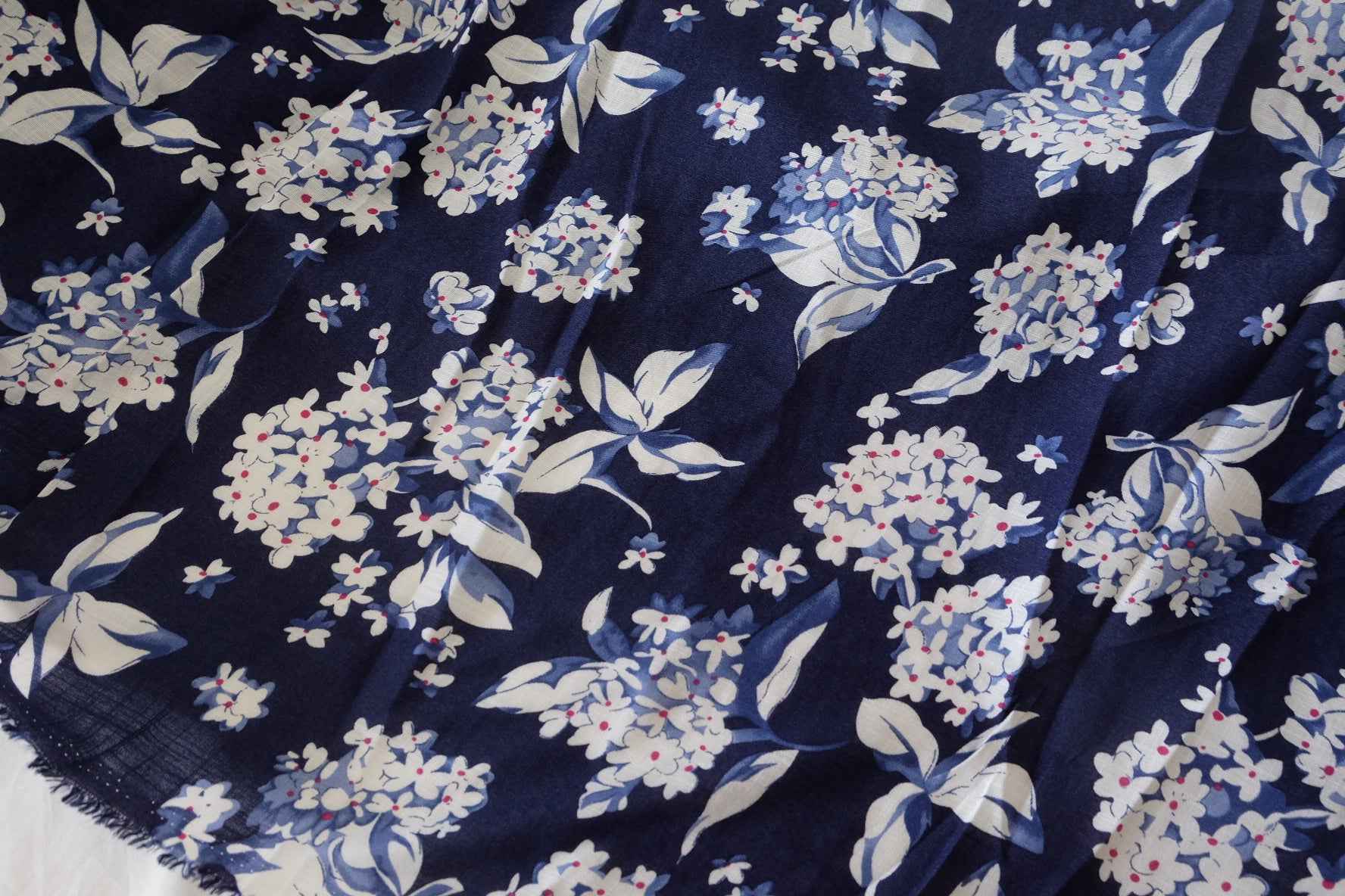 Navy Floral Linen Cotton Lyocell Fabric – 3.3 yd