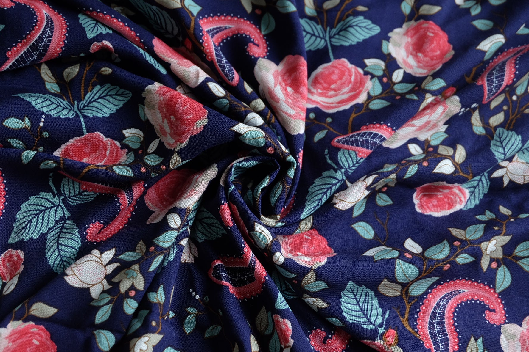 Rose & Paisley Floral Viscose – 3.3 yd