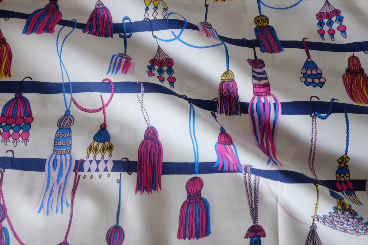 Colorful Tassel & Ribbon Print Cotton Lawn – 2.19 yd
