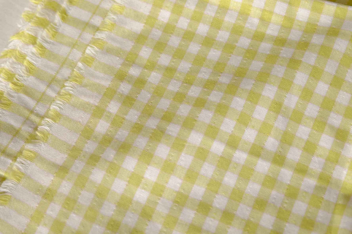 Butter Yellow Gingham Yarn-Dyed Cotton Jacquard – 2.19 yd (Continuous Cut Available)
