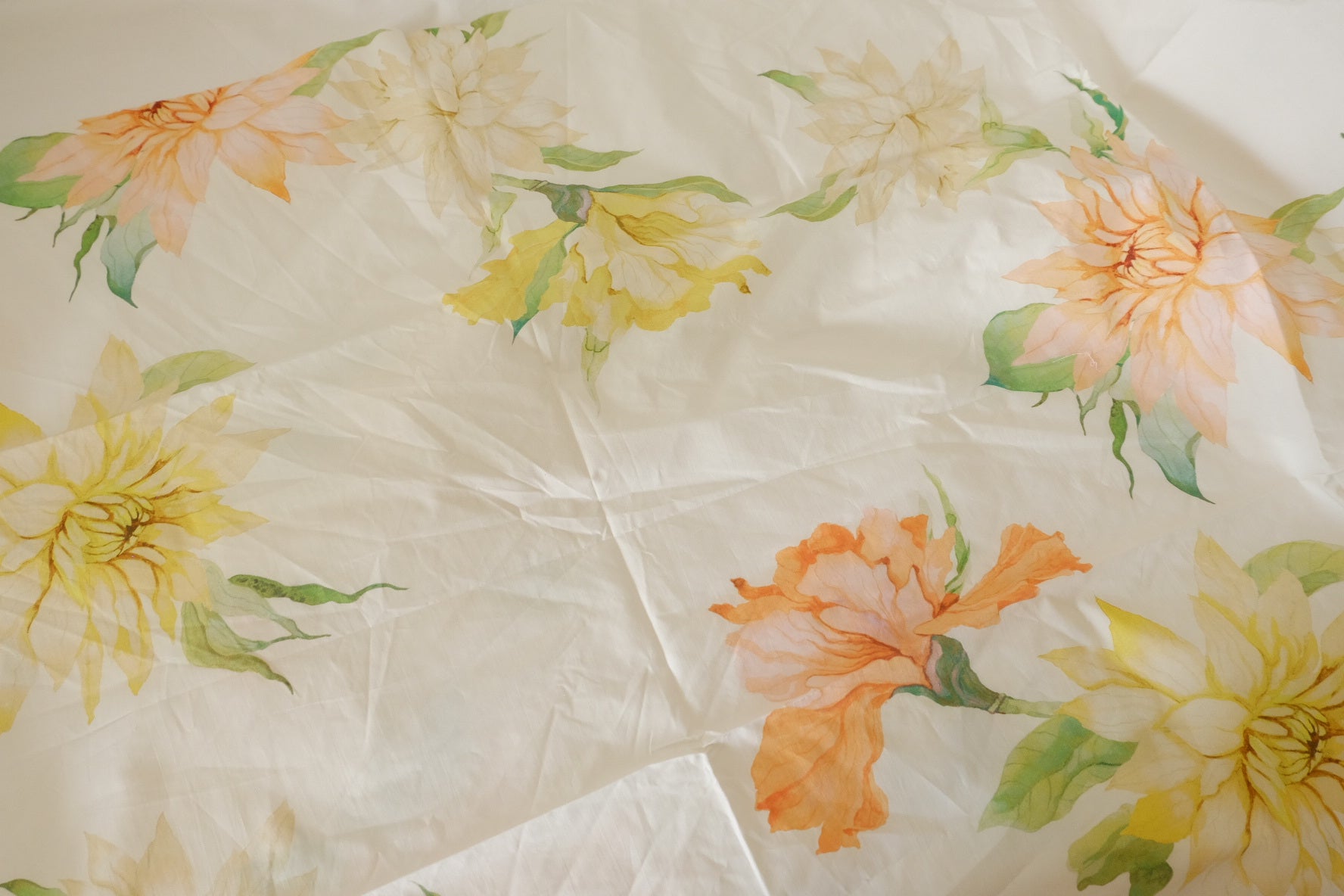 Watercolor Garden Floral Cotton Poplin Fabric – Soft Botanical Print – 1 yd