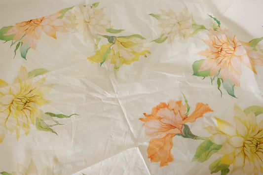 Watercolor Garden Floral Cotton Poplin Fabric – Soft Botanical Print – 1 yd