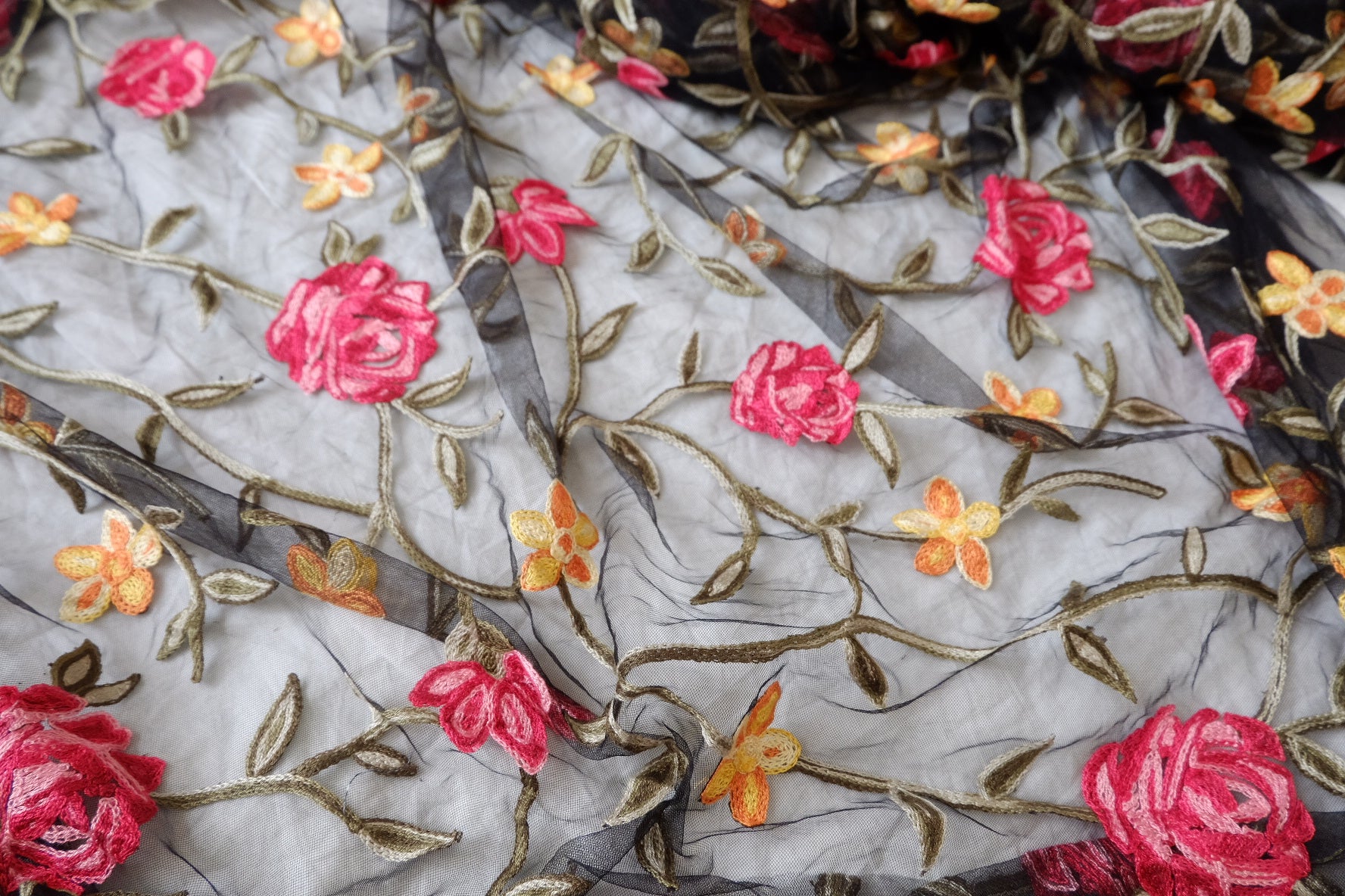 Heavy Embroidered Wide Tulle for Occasion Dresses 1.6 Yards