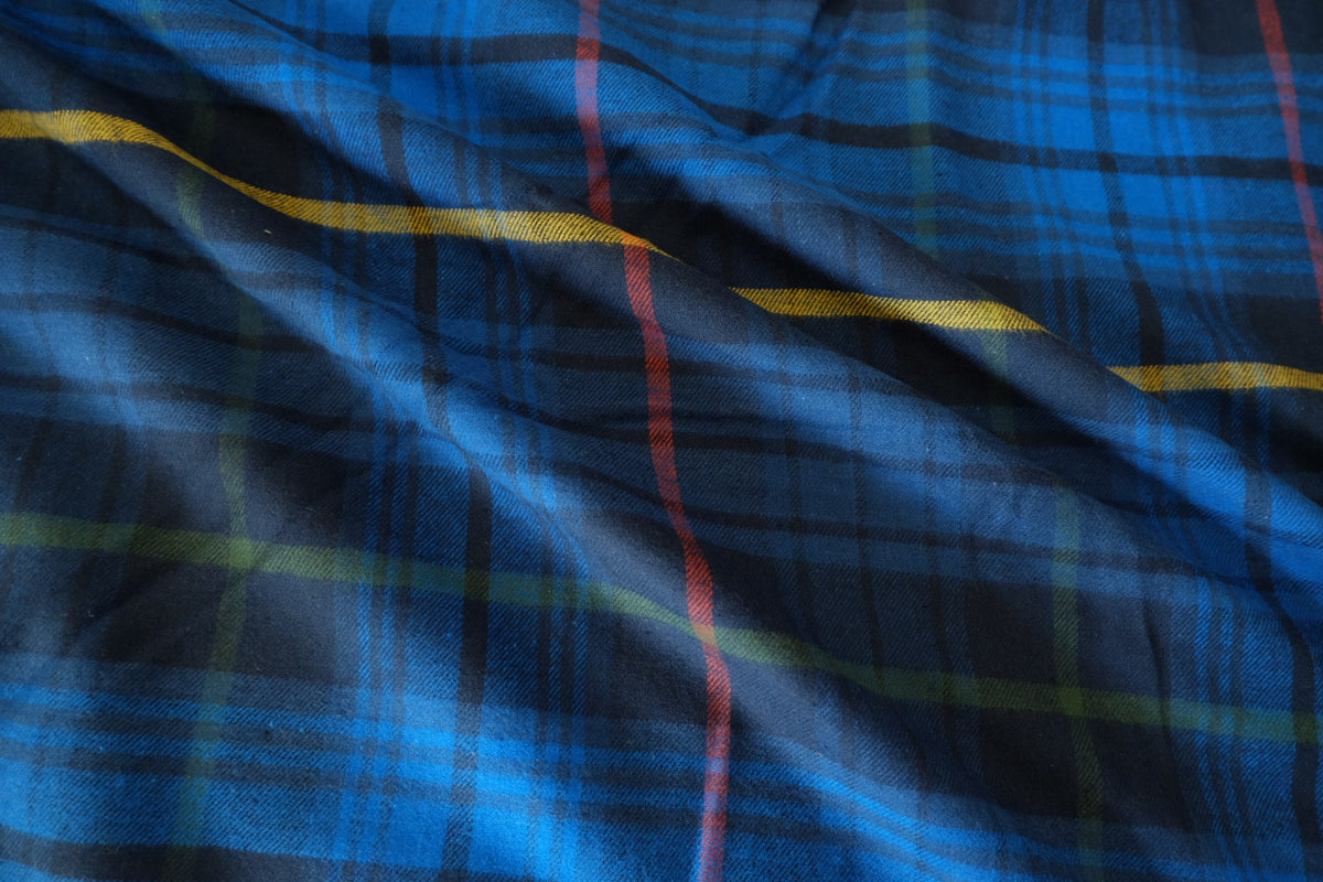 Vintage Blue Tartan Brushed Cotton Flannel-2.2 yards